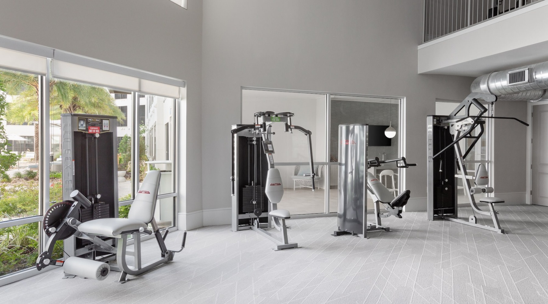 a gym with exercise equipment