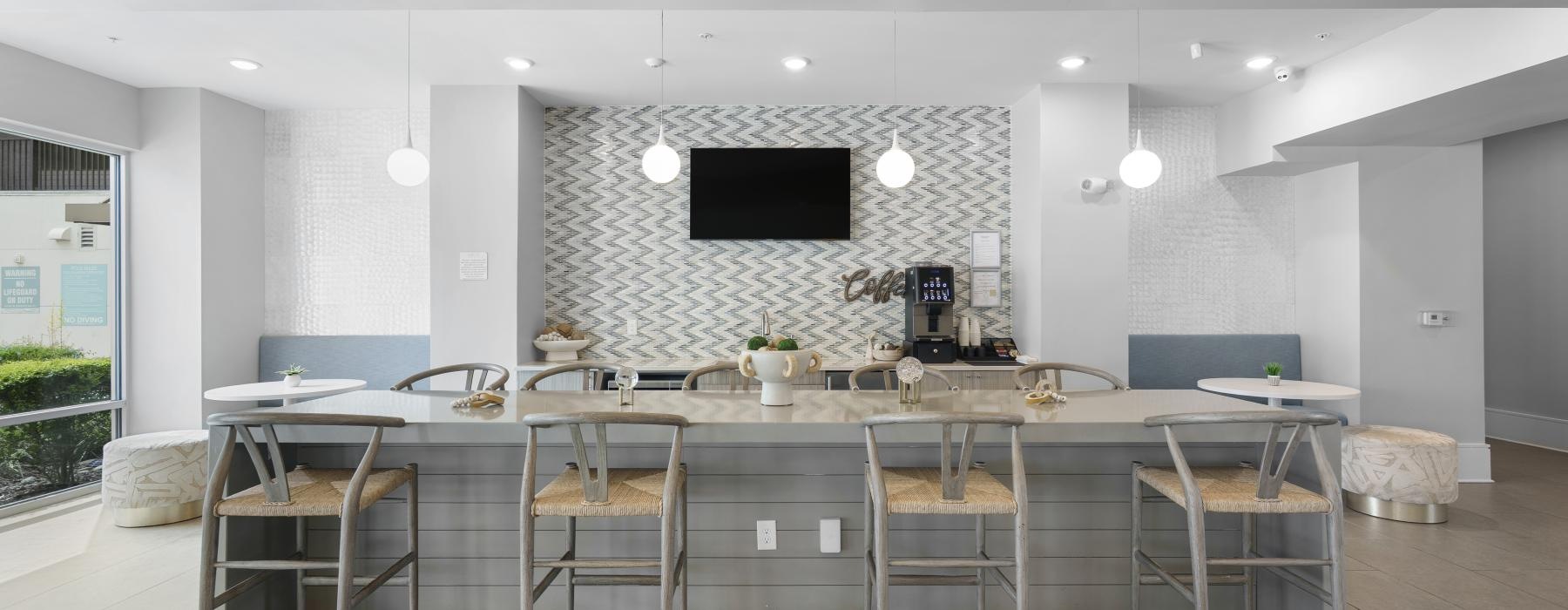 a kitchen with a large island